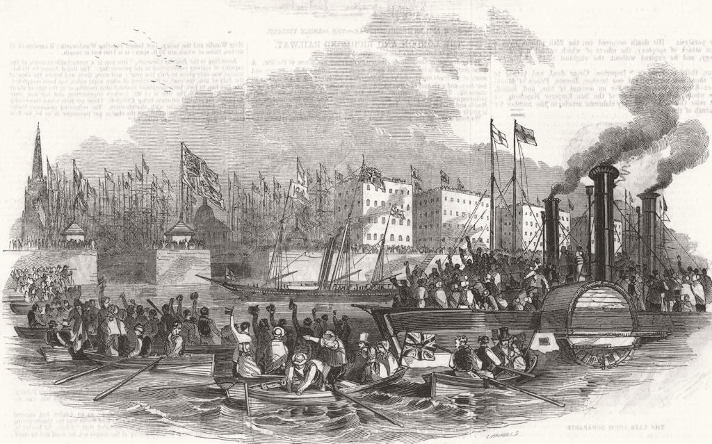 SHIPS. Arrival of the Royal Yacht 1846 old antique vintage print picture